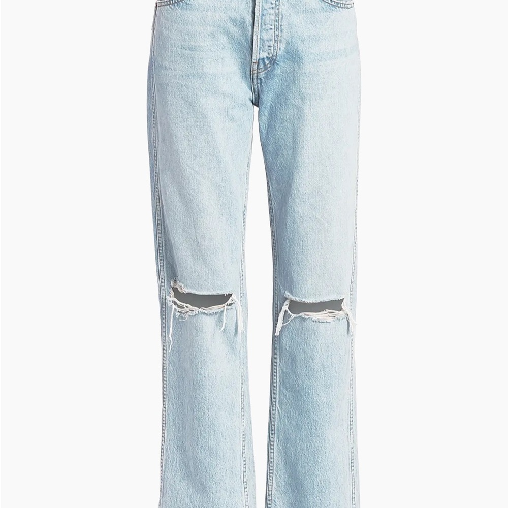 Re/done High-Rise Ripped-Knee Loose Jeans